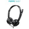 RAPOO H100 Stereo Wired On Ear Headphones with Noise-Reduction Mic 3.5mm Single Jack Adjustable 10 RAPOO H100