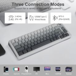 E-YOOSO Z-68 Tri-Mode Wireless 65% Mechanical Gaming Keyboard Gradient Gray RGB 68 Keys Hot Swappable Silver Wood Switches 10 E-YOOSO Z-68 Tri-Mode Wireless 65% Mechanical Gaming Keyboard Gradient Gray RGB 68 Keys Hot Swappable Silver Wood Switches - Image 3
