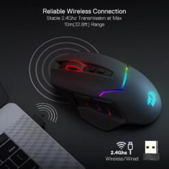 Redragon M690 PRO MIRAGE Wireless RGB Gaming Mouse 8000 DPI Wired/Wireless with Rapid Fire Key, 8 Programmable Buttons, Ergonomic Design - Image 4