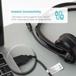 Alternative view of RAPOO H120 USB Wired Headphone with Mic Adjustable Headband Comfortable Design for Calls and Office Use