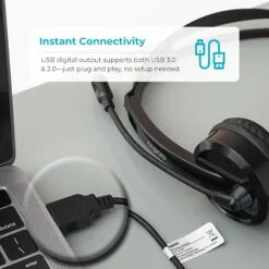 Alternative view of RAPOO H120 USB Wired Headphone with Mic Adjustable Headband Comfortable Design for Calls and Office Use