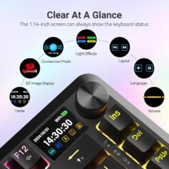 Alternative view of Redragon K708 PRO FLEKACT Tri-Mode RGB Wireless Mechanical Keyboard with Smart OLED Screen and Volume Knob & Pre-Lubed Switches Hot Swappable
