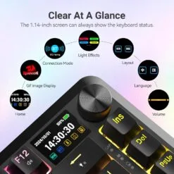Alternative view of Redragon K708 PRO FLEKACT Tri-Mode RGB Wireless Mechanical Keyboard with Smart OLED Screen and Volume Knob & Pre-Lubed Switches Hot Swappable