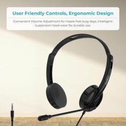 Alternative view of RAPOO H101 Wired Stereo Headphone with Mic 3.5mm Single Pin Jack Adjustable headband Comfortable Design for Calls and Office Use