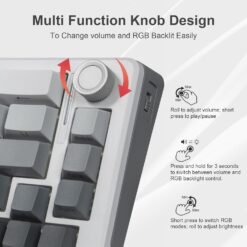 E-YOOSO Z-68 Tri-Mode Wireless 65% Mechanical Gaming Keyboard Gradient Gray RGB 68 Keys Hot Swappable Silver Wood Switches 13 E-YOOSO Z-68 Tri-Mode Wireless 65% Mechanical Gaming Keyboard Gradient Gray RGB 68 Keys Hot Swappable Silver Wood Switches - Image 6