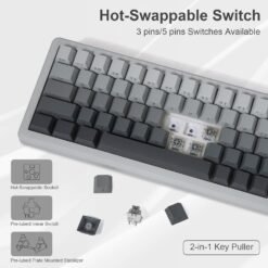 E-YOOSO Z-68 Tri-Mode Wireless 65% Mechanical Gaming Keyboard Gradient Gray RGB 68 Keys Hot Swappable Silver Wood Switches 12 E-YOOSO Z-68 Tri-Mode Wireless 65% Mechanical Gaming Keyboard Gradient Gray RGB 68 Keys Hot Swappable Silver Wood Switches - Image 5