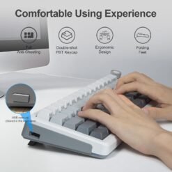E-YOOSO Z-68 Tri-Mode Wireless 65% Mechanical Gaming Keyboard Gradient Gray RGB 68 Keys Hot Swappable Silver Wood Switches 15 E-YOOSO Z-68 Tri-Mode