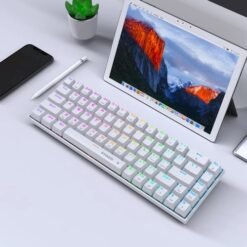 E-YOOSO Z-686 Tri-Mode Wireless 65% Mechanical Gaming Keyboard White RGB 68 Keys Hot Swappable Red Switches 9 E-YOOSO Z-686 Tri-Mode Wireless 65% Mechanical Gaming Keyboard White RGB 68 Keys Hot Swappable Red Switches - Image 4