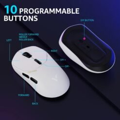 RAPOO VT1 Pro Max Wireless Gaming Mouse White 8K Wired 4K Wireless Polling Rate 30000 Dpi Qi Wireless Charging with 9 Programmable Buttons Pro Sensor - Image 4