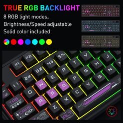 Redragon K526 PRO VOLCANO RGB Tri-Mode Wireless Membrane Gaming Keyboard Black Purple with LED Info Display and Media/Backlit Knob Control Software Supported - Image 6