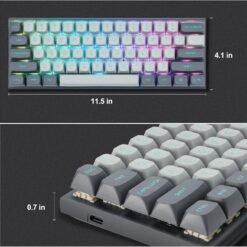 E-YOOSO HZ-61 Rapid Trigger Wired Gaming Keyboard 60% RGB with 8K Hz Polling Rate Red Magnetic Switches and Adjustable Actuation Grey - Image 5