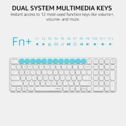 RAPOO E9350L Multi-Device Wireless Compact Keyboard White 99-Key Ultra-Slim with Bluetooth and USB-C Rechargeable Support 4 Devices - Image 4