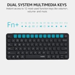 RAPOO E9050L Multi-Device Wireless Compact Keyboard Black Blade-Series 78-Key Ultra-Slim with Bluetooth and USB-C Rechargeable Support 4 Devices - Image 5