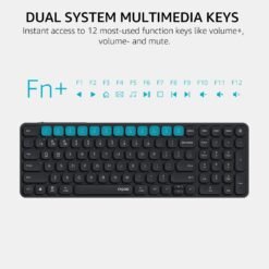 RAPOO E9350L Multi-Device Wireless Compact Keyboard Black 99-Key Ultra-Slim with Bluetooth and USB-C Rechargeable Support 4 Devices 9 RAPOO E9350L Multi-Device Wireless Compact Keyboard Black 99-Key Ultra-Slim with Bluetooth and USB-C Rechargeable Support 4 Devices - Image 4