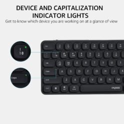 RAPOO E9350L Multi-Device Wireless Compact Keyboard Black 99-Key Ultra-Slim with Bluetooth and USB-C Rechargeable Support 4 Devices 10 RAPOO E9350L Multi-Device Wireless Compact Keyboard Black 99-Key Ultra-Slim with Bluetooth and USB-C Rechargeable Support 4 Devices - Image 5