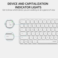 RAPOO E9350L Multi-Device Wireless Compact Keyboard White 99-Key Ultra-Slim with Bluetooth and USB-C Rechargeable Support 4 Devices - Image 6