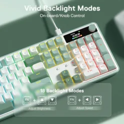 Alternative view of Redragon K761 PRO WYVERN Wireless Gaming Keyboard Green with LCD Control Display Tri-Mode Connectivity with Custom Linear Mint Mambo Switch
