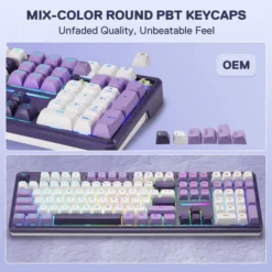 Alternative view of Redragon K745 PRO ANTONIUM Wireless Gaming Keyboard Purple Tri-Mode Connectivity with Custom Linear Mint Mambo Switch