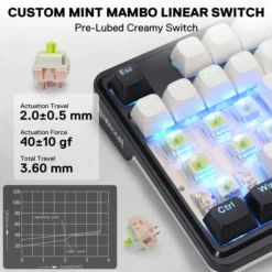 Redragon K745 PRO ANTONIUM Wireless Gaming Keyboard Black White Tri-Mode Connectivity with Custom Linear Mint Mambo Switch 14 Redragon K745 PRO ANTONIUM Wireless Gaming Keyboard Black White Tri-Mode Connectivity with Custom Linear Mint Mambo Switch - Image 7