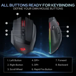 Alternative view of Redragon M923 STEALTH Wired RGB Gaming Mouse 24000Dpi with Rapid Fire Button with Programmable Buttons