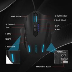 E-YOOSO X-41 PRO Large RGB Gaming Mouse 12400 DPI Wired with 6 Side Buttons - Image 3