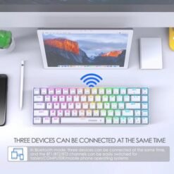 E-YOOSO Z-686 Tri-Mode Wireless 65% Mechanical Gaming Keyboard White RGB 68 Keys Hot Swappable Red Switches 8 E-YOOSO Z-686 Tri-Mode Wireless 65% Mechanical Gaming Keyboard White RGB 68 Keys Hot Swappable Red Switches - Image 3