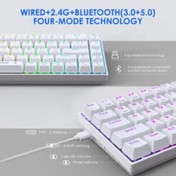 E-YOOSO Z-686 Tri-Mode Wireless 65% Mechanical Gaming Keyboard White RGB 68 Keys Hot Swappable Red Switches 11 E-YOOSO Z-686 Tri-Mode