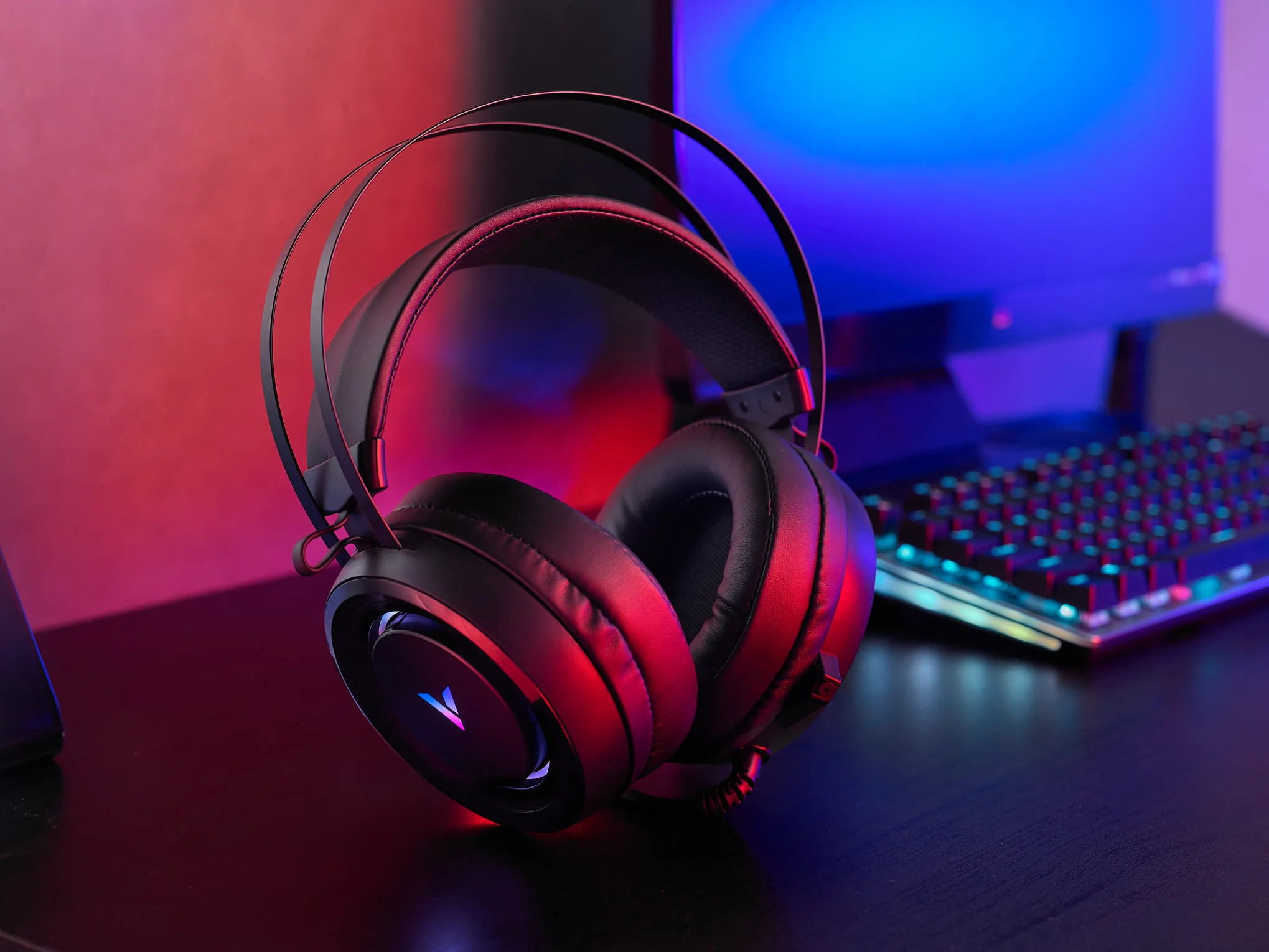 RAPOO VH500C Wired USB RGB Gaming Headphones 7.1 Channel Headset with Short Microphone 5 RAPOO VH500C