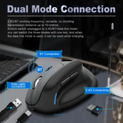 E-YOOSO X-45 Tri-Mode Wireless Vertical Mouse Black 4800Dpi BT 2.4G and Wired Connectivity Supported 8 E-YOOSO X-45 Tri-Mode Wireless Vertical Mouse Black 4800Dpi BT 2.4G and Wired Connectivity Supported - Image 3