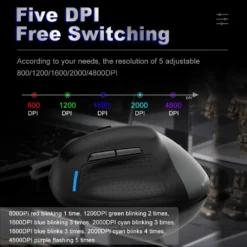 Alternative view of E-YOOSO X-45 Tri-Mode Wireless Vertical Mouse Black 4800Dpi BT 2.4G and Wired Connectivity Supported