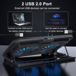 Xtrike Me FN-818 Laptop Cooling Pad with Blue Backlite and 2 Big Cooling Fans Adjustable for upto 17 inch Laptops - Image 3