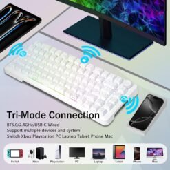 E-YOOSO Z-82 Tri-Mode Wireless 75% Gaming RGB Mechanical Keyboard Hot Swappable with Five-Layer Padding & Knob, Bluetooth/2.4GHz/USB-C, White 10 E-YOOSO Z-82 Tri-Mode Wireless 75% Gaming RGB Mechanical Keyboard Hot Swappable with Five-Layer Padding & Knob, Bluetooth/2.4GHz/USB-C, White - Image 3
