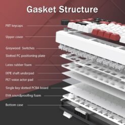 E-YOOSO Z-82 Wired 75% RGB Mechanical Gaming Keyboard, Creamy Sound, Hot Swappable Pre-lubed Linear Switches, Gasket Structure, Knob Control White Red 11 E-YOOSO Z-82 Wired 75% RGB Mechanical Gaming Keyboard, Creamy Sound, Hot Swappable Pre-lubed Linear Switches, Gasket Structure, Knob Control White Red - Image 4