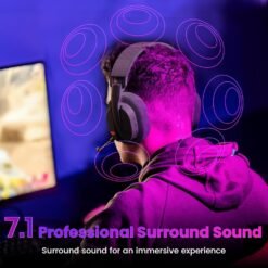 Alternative view of Redragon H888 LUCE Tri-Mode Wireless Gaming Headset with 7.1 Surround Sound 168G Lightweight Design with Detachable Mic Soft Memory Foam Black