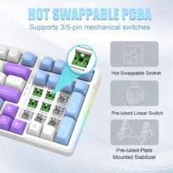 E-YOOSO Z-99 Tri-Mode Wireless Mechanical RGB Gaming Keyboard 99 Keys Silver Wood Hot Swappable Switches Gasket Design White Light Blue 11 E-YOOSO Z-99 Tri-Mode Wireless Mechanical RGB Gaming Keyboard 99 Keys Silver Wood Hot Swappable Switches Gasket Design White Light Blue - Image 5