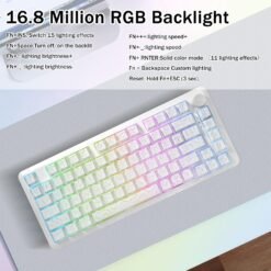 E-YOOSO Z-82 Tri-Mode Wireless 75% Gaming RGB Mechanical Keyboard Hot Swappable with Five-Layer Padding & Knob, Bluetooth/2.4GHz/USB-C, White 13 E-YOOSO Z-82 Tri-Mode Wireless 75% Gaming RGB Mechanical Keyboard Hot Swappable with Five-Layer Padding & Knob, Bluetooth/2.4GHz/USB-C, White - Image 6