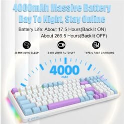 E-YOOSO Z-99 Tri-Mode Wireless Mechanical RGB Gaming Keyboard 99 Keys Silver Wood Hot Swappable Switches Gasket Design White Light Blue 9 E-YOOSO Z-99 Tri-Mode Wireless Mechanical RGB Gaming Keyboard 99 Keys Silver Wood Hot Swappable Switches Gasket Design White Light Blue - Image 3