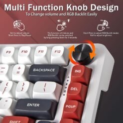 E-YOOSO Z-82 Wired 75% RGB Mechanical Gaming Keyboard, Creamy Sound, Hot Swappable Pre-lubed Linear Switches, Gasket Structure, Knob Control White Red 12 E-YOOSO Z-82 Wired 75% RGB Mechanical Gaming Keyboard, Creamy Sound, Hot Swappable Pre-lubed Linear Switches, Gasket Structure, Knob Control White Red - Image 5