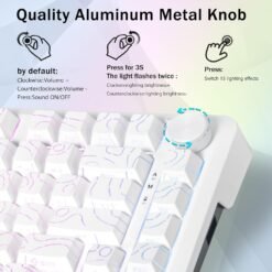 E-YOOSO Z-82 Tri-Mode Wireless 75% Gaming RGB Mechanical Keyboard Hot Swappable with Five-Layer Padding & Knob, Bluetooth/2.4GHz/USB-C, White 11 E-YOOSO Z-82 Tri-Mode Wireless 75% Gaming RGB Mechanical Keyboard Hot Swappable with Five-Layer Padding & Knob, Bluetooth/2.4GHz/USB-C, White - Image 4
