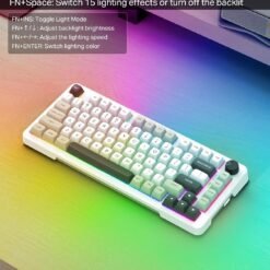 E-YOOSO Z-82 Tri-Mode Wireless 75% Gaming RGB Mechanical Keyboard Hot Swappable with Five-Layer Padding & Knob, Bluetooth/2.4GHz/USB-C, White Grey 10 E-YOOSO Z-82 Tri-Mode Wireless 75% Gaming RGB Mechanical Keyboard Hot Swappable with Five-Layer Padding & Knob, Bluetooth/2.4GHz/USB-C, White Grey - Image 4
