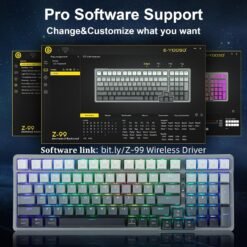 E-YOOSO Z-99 Tri-Mode Wireless Mechanical RGB Gaming Keyboard 99 Keys Silver Wood Hot Swappable Switches Gasket Design Gradient Grey 9 E-YOOSO Z-99 Tri-Mode Wireless Mechanical RGB Gaming Keyboard 99 Keys Silver Wood Hot Swappable Switches Gasket Design Gradient Grey - Image 3