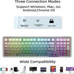 E-YOOSO Z-99 Tri-Mode Wireless Mechanical RGB Gaming Keyboard 99 Keys Silver Wood Hot Swappable Switches Gasket Design Gradient Grey 13 E-YOOSO Z-99 Tri-Mode