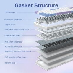 E-YOOSO Z-99 Tri-Mode Wireless Mechanical RGB Gaming Keyboard 99 Keys Silver Wood Hot Swappable Switches Gasket Design White Light Blue 12 E-YOOSO Z-99 Tri-Mode Wireless Mechanical RGB Gaming Keyboard 99 Keys Silver Wood Hot Swappable Switches Gasket Design White Light Blue - Image 6