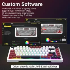 E-YOOSO Z-82 Wired 75% RGB Mechanical Gaming Keyboard, Creamy Sound, Hot Swappable Pre-lubed Linear Switches, Gasket Structure, Knob Control White Red 15 E-YOOSO Z-82