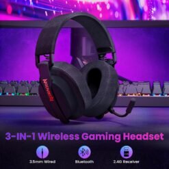 Redragon H888 LUCE Tri-Mode Wireless Gaming Headset with 7.1 Surround Sound 168G Lightweight Design with Detachable Mic Soft Memory Foam Black 7 Redragon H888 LUCE Tri-Mode Wireless Gaming Headset with 7.1 Surround Sound 168G Lightweight Design with Detachable Mic Soft Memory Foam Black - Image 3