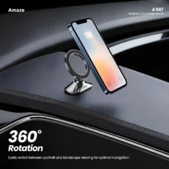 Amaze A587 Zinc Alloy Magnetic Car Mobile Holder with 360° Rotation 8 Amaze A587 Zinc Alloy Magnetic Car Mobile Holder with 360° Rotation - Image 4