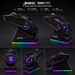 JedeL GWH-111 6D Tri-Mode Professional Wireless RGB Gaming Mouse with Charging dock 12000DPI 9 JedeL GWH111
