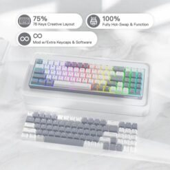 Redragon K628 POLLUX 75% Wired Mechanical Gaming Keyboard RGB with Extra Full Set of Keycaps 78 Keys 10 Redragon K628 POLLUX 75% Wired Mechanical Gaming Keyboard RGB with Extra Full Set of Keycaps 78 Keys - Image 5