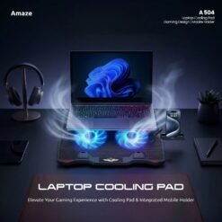 Alternative view of Amaze A504 Gaming Dual Fan Laptop Cooling Pad with Phone Holder 2 USB Ports for Convenient Connectivity
