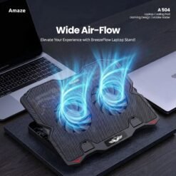 Amaze A504 Gaming Dual Fan Laptop Cooling Pad with Phone Holder 2 USB Ports for Convenient Connectivity 8 Amaze A504 Gaming Dual Fan Laptop Cooling Pad with Phone Holder 2 USB Ports for Convenient Connectivity - Image 4